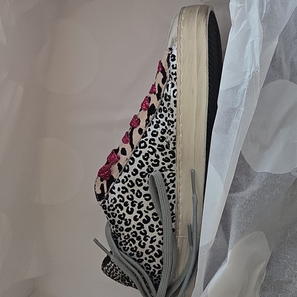 NEW P448 John Sneaker Silver Leopard Print Pink Laces Box Italy - 37 (6.5 - 7) - Picture 5 of 14